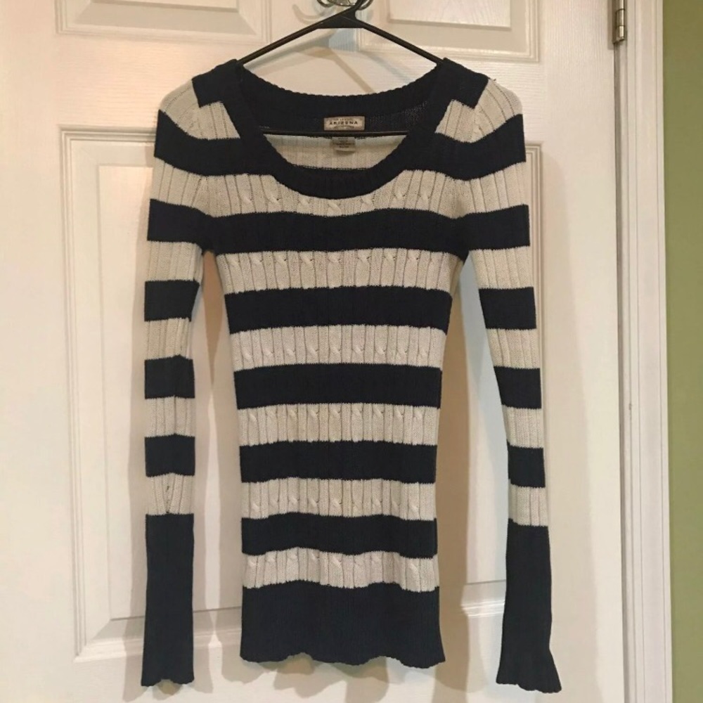 Navy striped long sleeve sweater